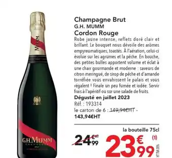 METRO Champagne Brut G.H. MUMM Cordon Rouge offre