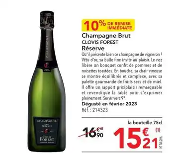 METRO Champagne Brut CLOVIS FOREST offre