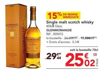 METRO Single malt scotch whisky 40% $ 10ans offre