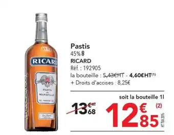 METRO Pastis 45% $ RICARD offre
