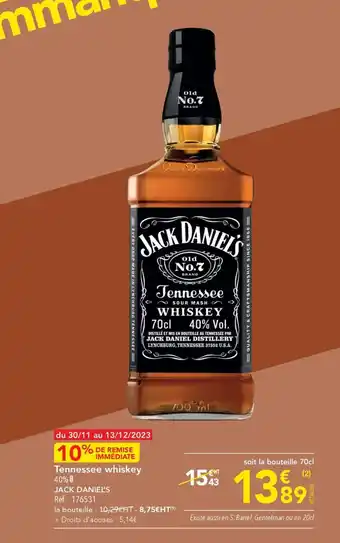 METRO Tennessee whiskey 40% S offre