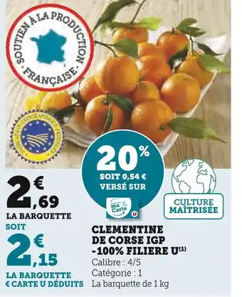 U Express Filiere u clementine de corse igp - 100% offre