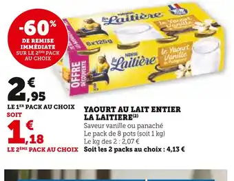 U Express La laitiere yaourt au lait entier offre