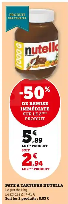 U Express Nutella pate a tartiner offre