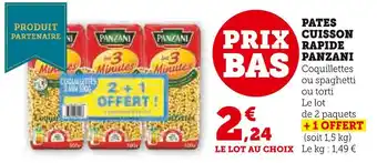 U Express Panzani pates cuisson rapide offre