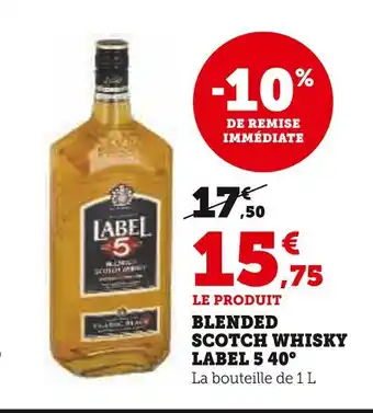 U Express Label 5 blended scotch whisky 40° offre