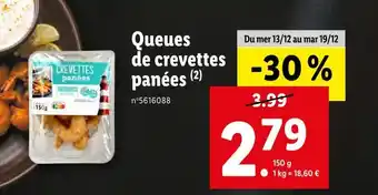 Lidl Queues de crevettes panées offre