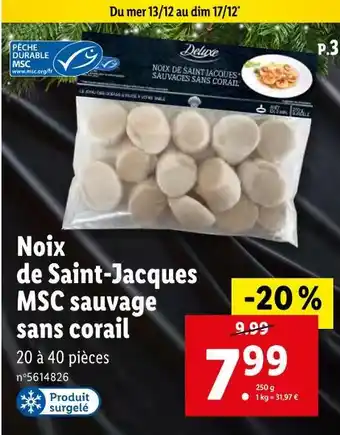 Lidl Deluxe noix de saint-jacques msc sauvage sans corail offre