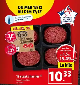 Lidl 12 steaks hachés offre