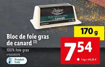 Lidl Deluxe bloc de foie gras de canard offre