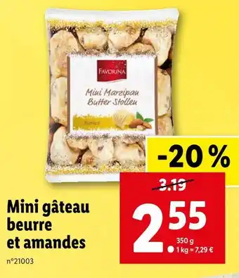 Lidl Favorina mini gâteau beurre et amandes offre
