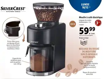 Lidl Silver crest moulin à café électrique offre