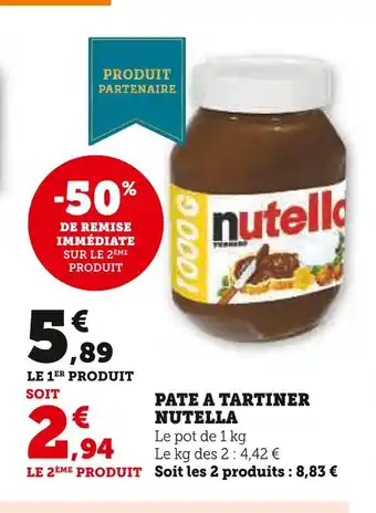 Super U Nutella pate a tartiner offre