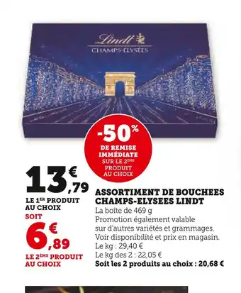 Super U Lindt assortiment de bouchees champs-elysees offre