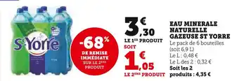Super U St yorre eau minerale naturelle gazeuse offre