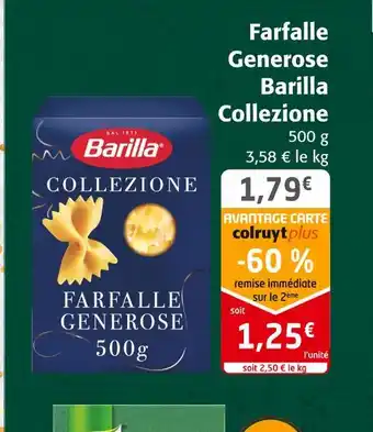 Colruyt Barilla farfalle generose collezione offre