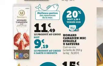 U Express U saveurs homard canadien msc surgele offre