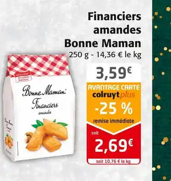Colruyt Bonne maman financiers amandes offre