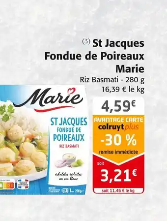 Colruyt Marie st jacques fondue de poireaux offre