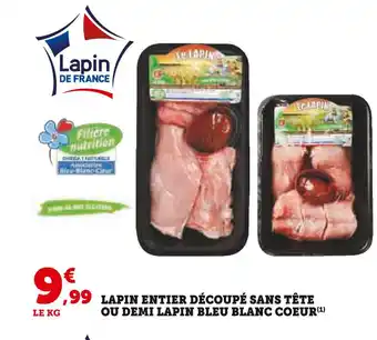 U Express Lapin entier découpé sans tête ou demi lapin bleu blanc coeur offre
