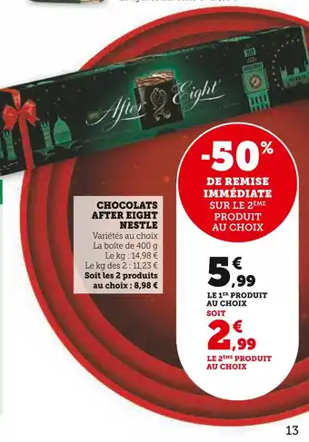 Super U Nestle chocolats after eight offre