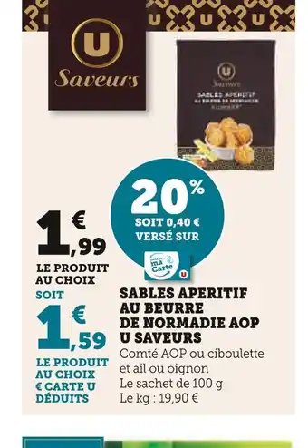 Super U U saveurs sables aperitif au beurre de normadie aop offre