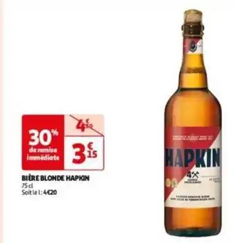 Auchan BIÈRE BLONDE HAPKIN 75 cl offre