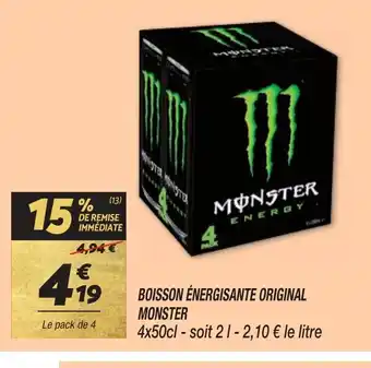 Netto BOISSON ÉNERGISANTE ORIGINAL MONSTER offre
