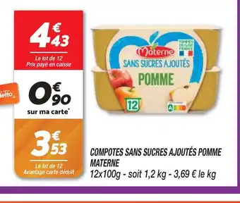 Netto COMPOTES SANS SUCRES AJOUTÉS POMME MATERNE offre
