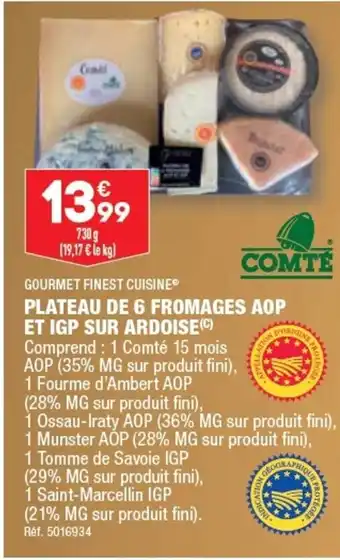 ALDI PLATEAU DE 6 FROMAGES AOP ET IGP SUR ARDOISE (C) offre
