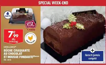 ALDI BÛCHE CRAQUANTE AU CHOCOLAT ET MOUSSE FONDANTE(B)*** offre