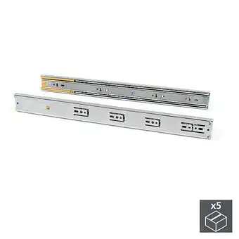 Bricorama Emuca lot de 5 jeux de glissières de tiroirs, roulement à billes, hauteur 45mm, profondeur 300mm, coulissement complet, ferme offre