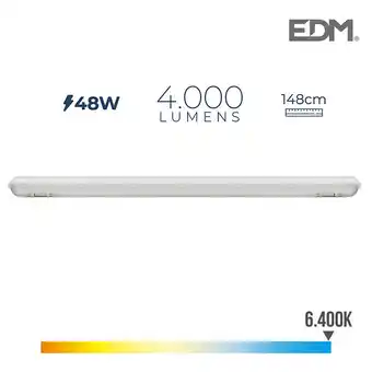 Bricorama Réglette led 48w 8,6cm étanche ip65 blanc - luz fría 6400k offre