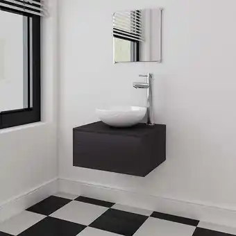 Bricorama Quatre pièces pour salle de bains avec lavabo et robinet noir - noir offre