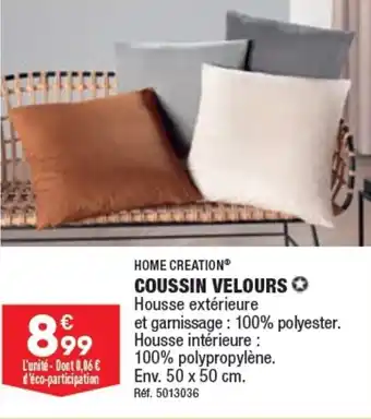 ALDI HOME CREATION COUSSIN VELOURS offre