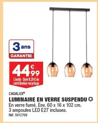 ALDI LUMINAIRE EN VERRE SUSPENDU offre