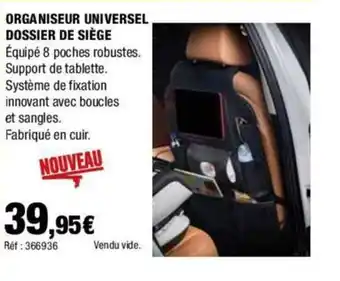 Autobacs ORGANISEUR UNIVERSEL DOSSIER DE SIÈGE offre
