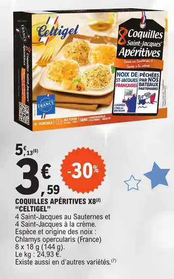 E.Leclerc COQUILLES APÉRITIVES X8(²) "CELTIGEL" offre