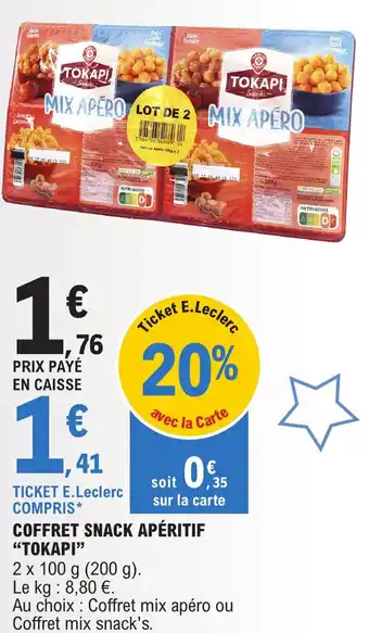E.Leclerc COFFRET SNACK APÉRITIF "TOKAPI" offre
