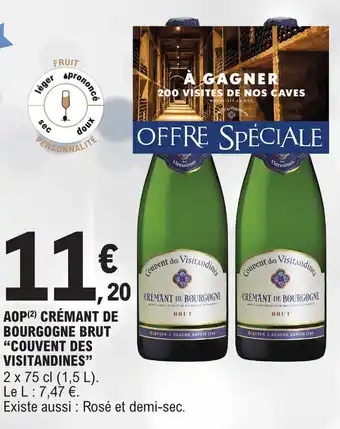 E.Leclerc AOP (2) CRÉMANT DE BOURGOGNE BRUT "COUVENT DES VISITANDINES" offre