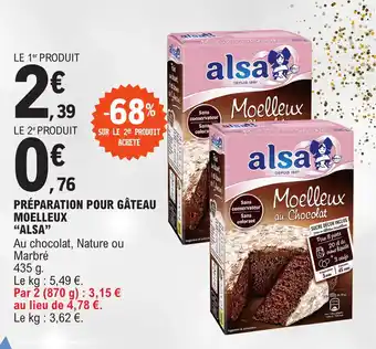 E.Leclerc PRÉPARATION POUR GÂTEAU MOELLEUX "ALSA" offre