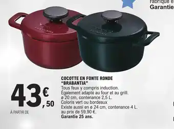 E.Leclerc COCOTTE EN FONTE RONDE "BRABANTIA" offre