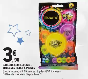 E.Leclerc BALLONS LED ILLOOMS - JOYEUSES FETES 5 PIECES offre