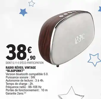 E.Leclerc RADIO RÉVEIL VINTAGE "BLAUPUNKT” offre