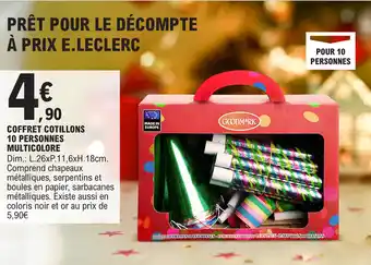 E.Leclerc COFFRET COTILLONS 10 PERSONNES MULTICOLORE offre