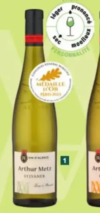 E.Leclerc AOP (3) SYLVANER MÉDAILLÉ BLANC SEC "ARTHUR METZ" offre