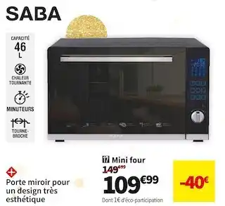 Conforama Saba mini four mfe46mir offre