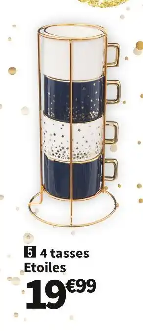 Conforama 4 tasses etoiles + support offre