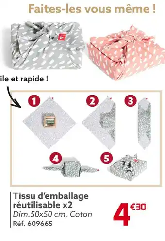 Gifi Tissu d’emballage réutilisable x2 offre