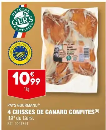 ALDI Pays gourmand 4 cuisses de canard confites offre